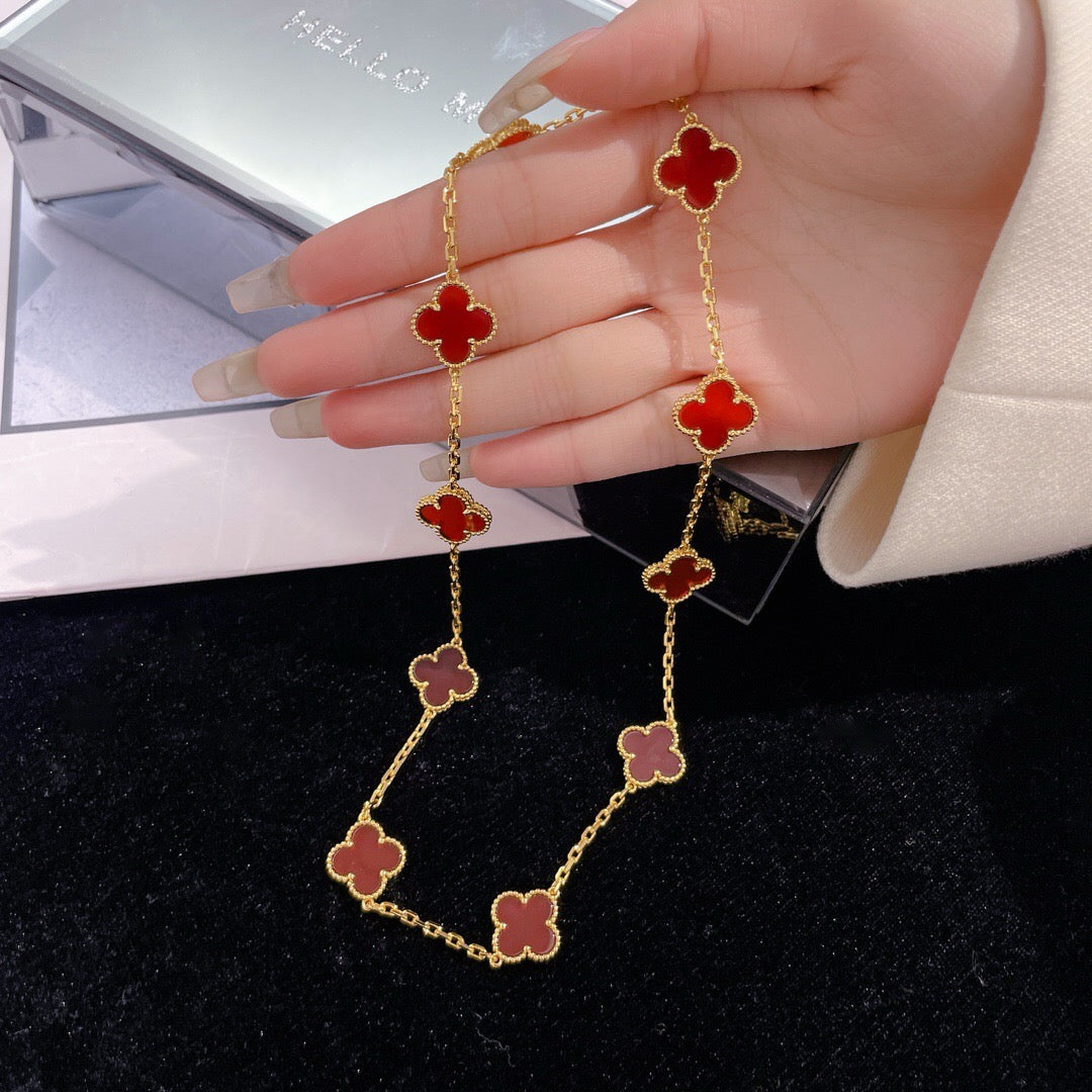 [Limara] CLOVER 10 MOTIFS CARNELIAN NECKLACE