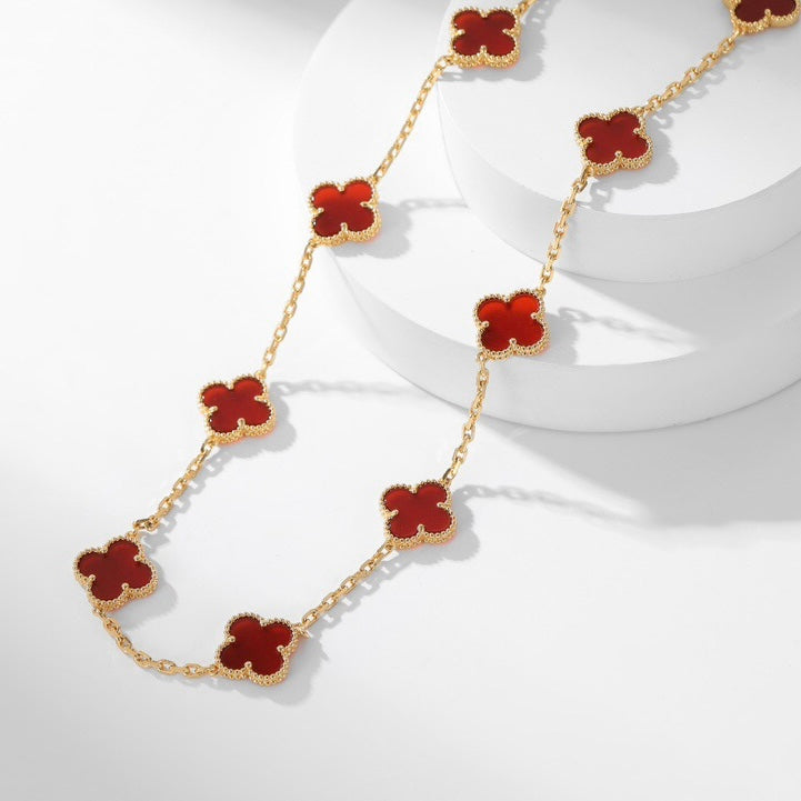 [Limara] CLOVER 10 MOTIFS CARNELIAN NECKLACE