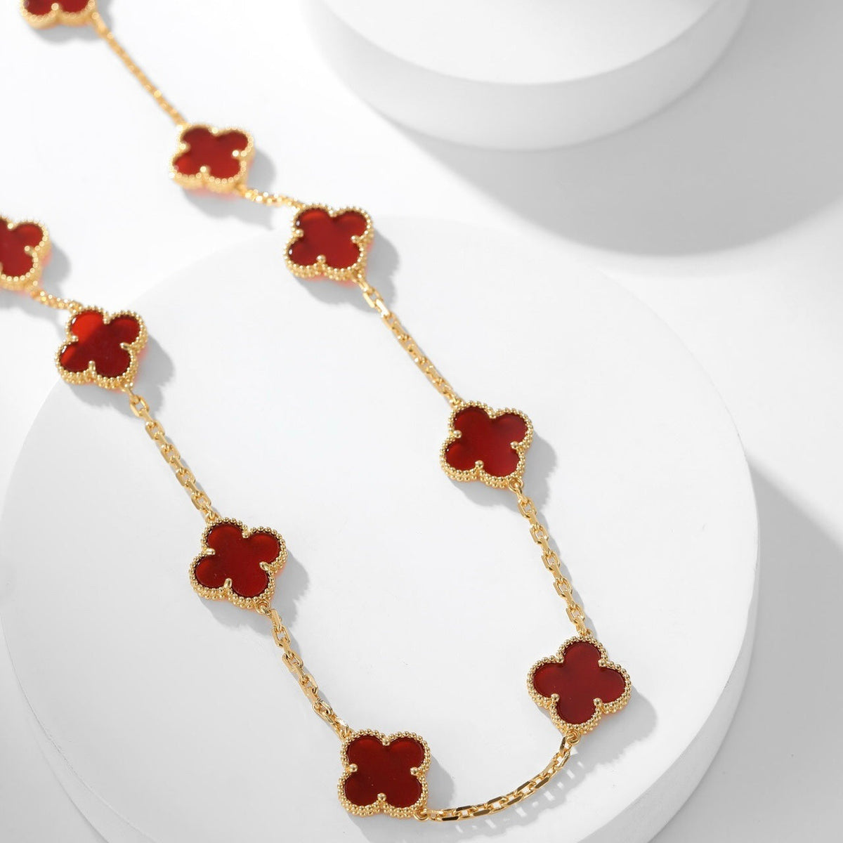[Limara] CLOVER 10 MOTIFS CARNELIAN NECKLACE