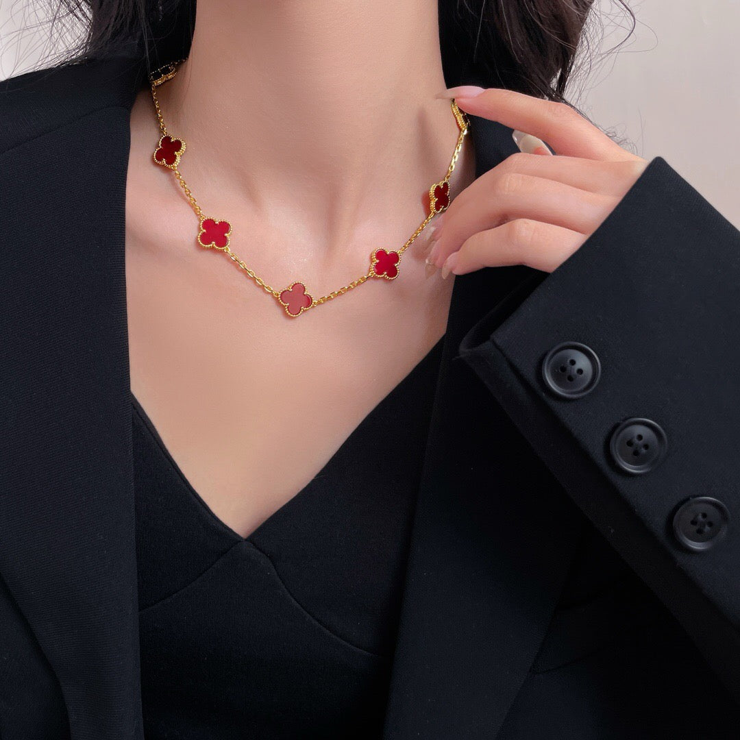 [Limara] CLOVER 10 MOTIFS CARNELIAN NECKLACE