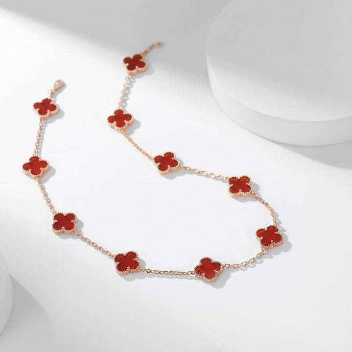 [Limara] CLOVER 10 MOTIFS CARNELIAN NECKLACE