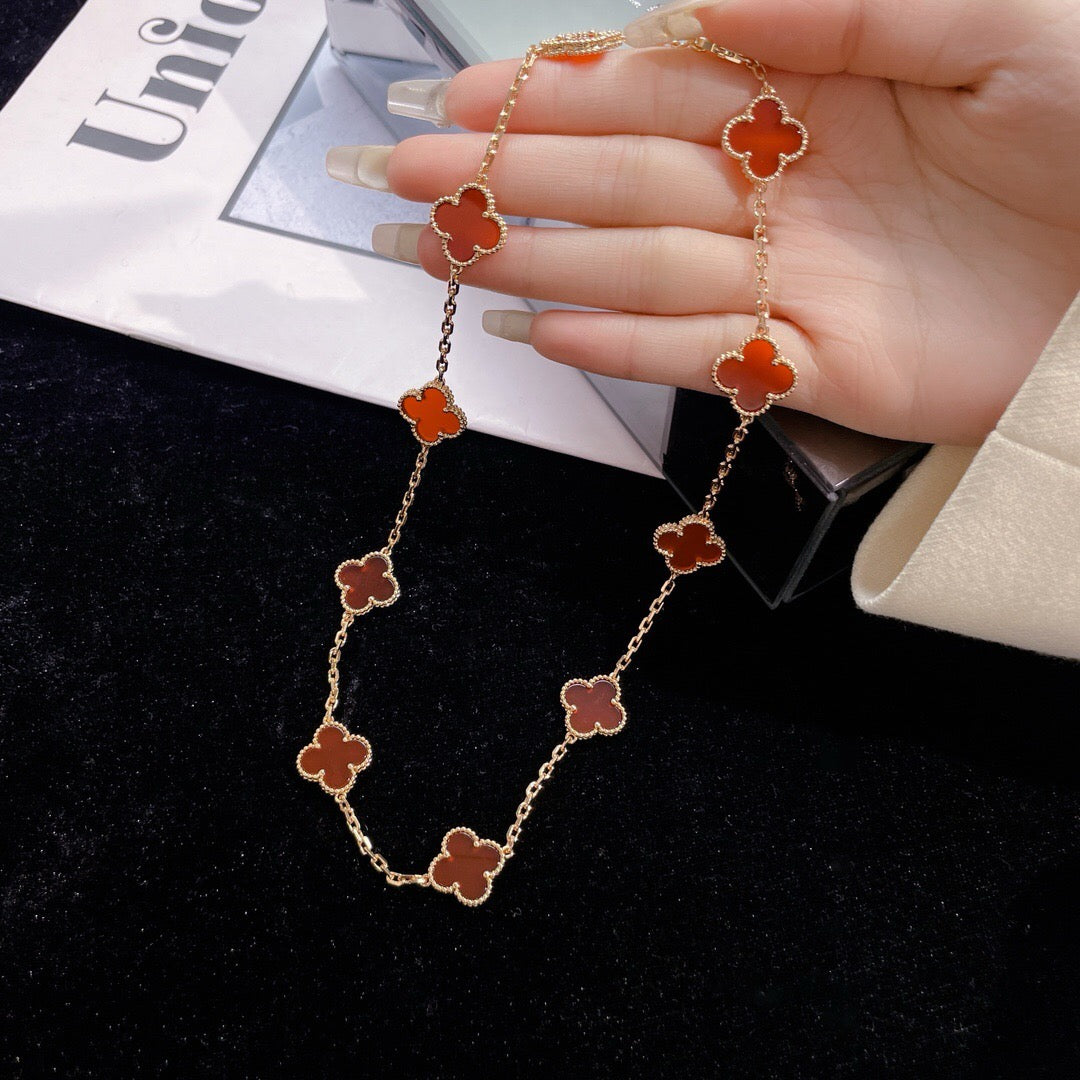 [Limara] CLOVER 10 MOTIFS CARNELIAN NECKLACE
