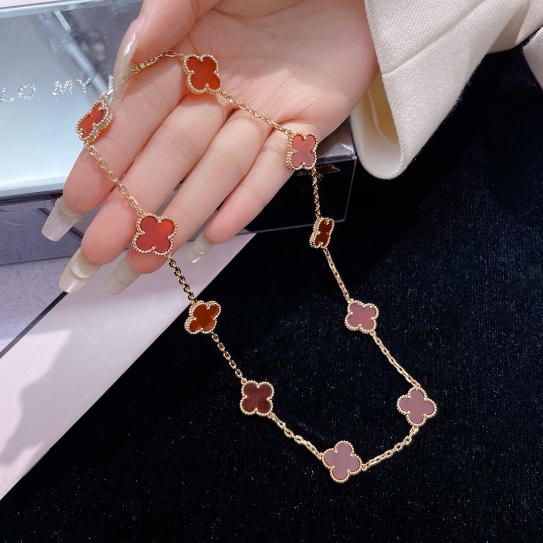 [Limara] CLOVER 10 MOTIFS CARNELIAN NECKLACE