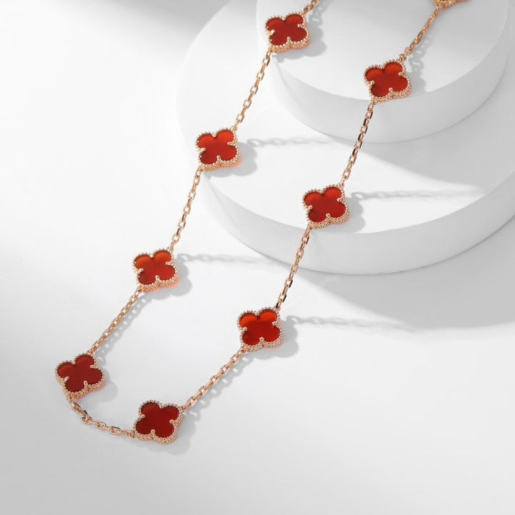 [Limara] CLOVER 10 MOTIFS CARNELIAN NECKLACE