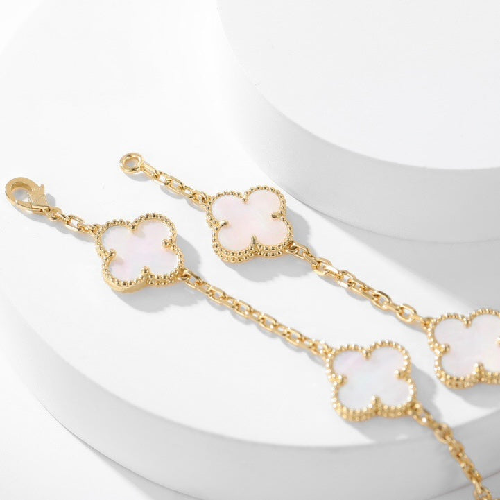 [Limara] CLOVER 10 MOTIFS WHITE MOTHER OF PEARL NECKLACE