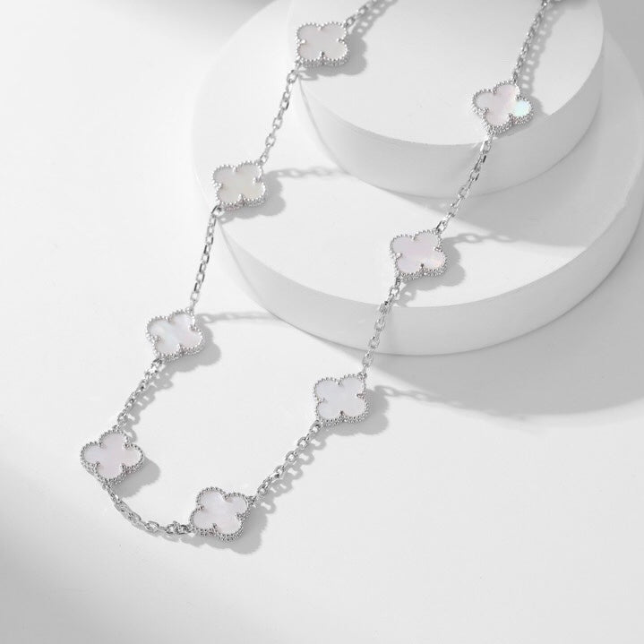 [Limara] CLOVER 10 MOTIFS WHITE MOTHER OF PEARL NECKLACE