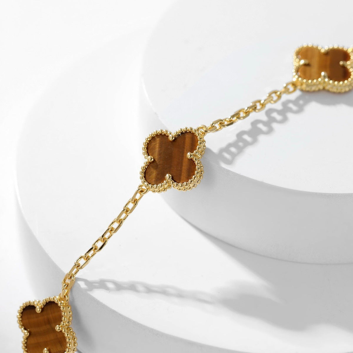 [Limara] CLOVER 10 MOTIFS TIGER EYE NECKLACE