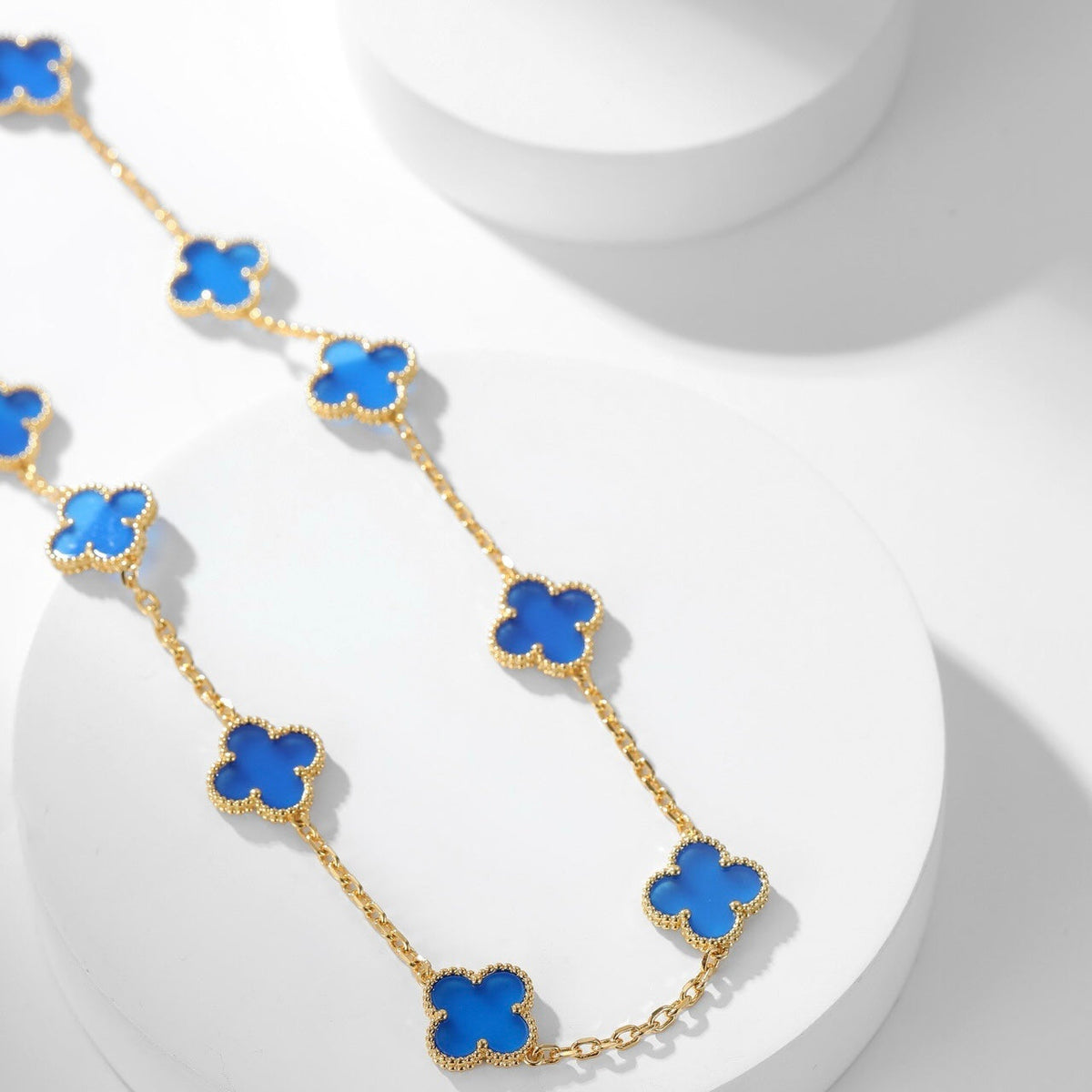 [Limara] CLOVER 10 MOTIFS BLUE AGATE NECKLACE