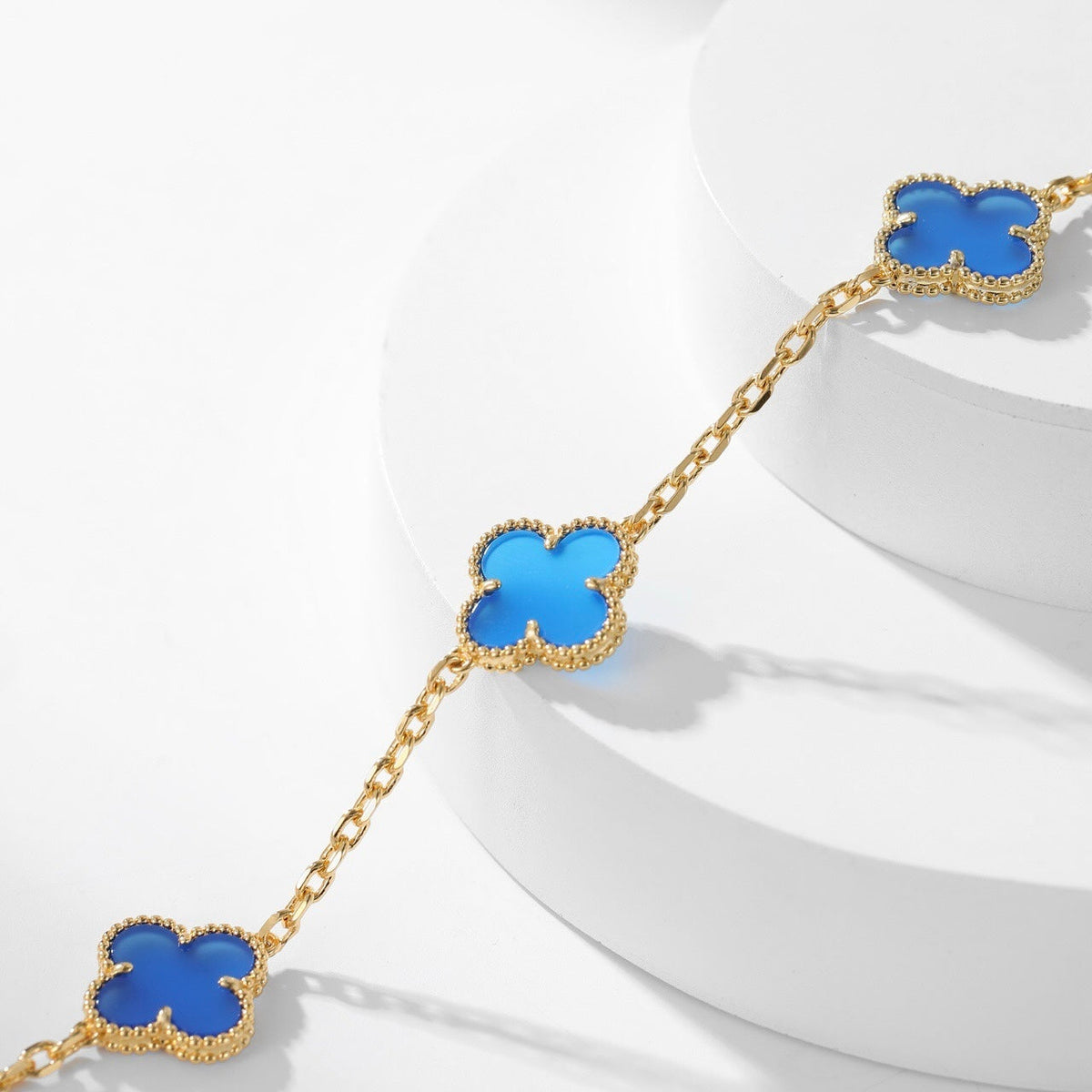 [Limara] CLOVER 10 MOTIFS BLUE AGATE NECKLACE
