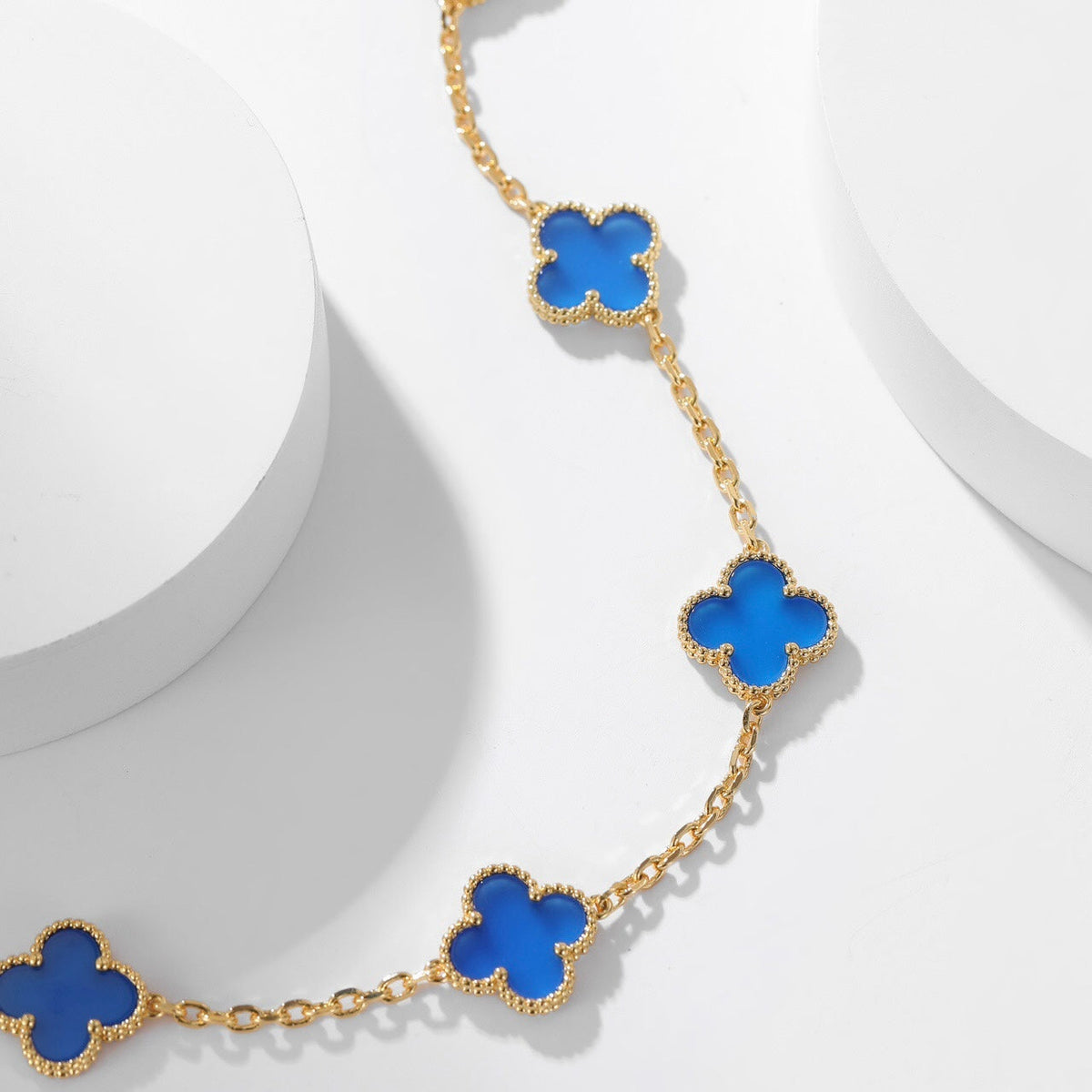 [Limara] CLOVER 10 MOTIFS BLUE AGATE NECKLACE