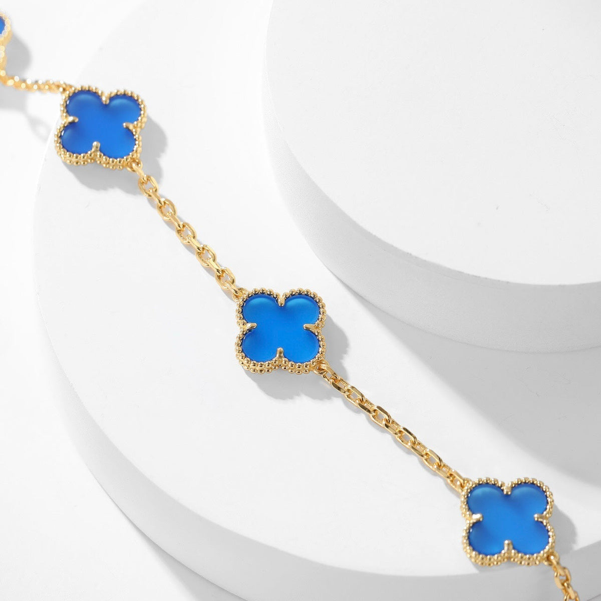 [Limara] CLOVER 10 MOTIFS BLUE AGATE NECKLACE