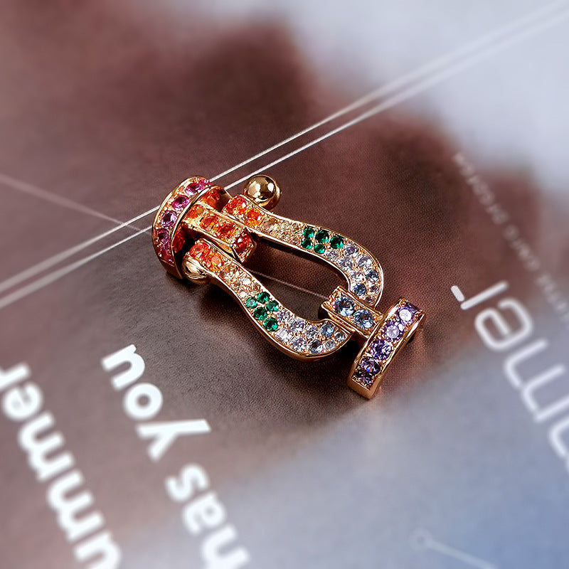 [Limara]FORCE LARGE HORSESHOE COLORED DIAMOND BRACELET - WHITE GOLD