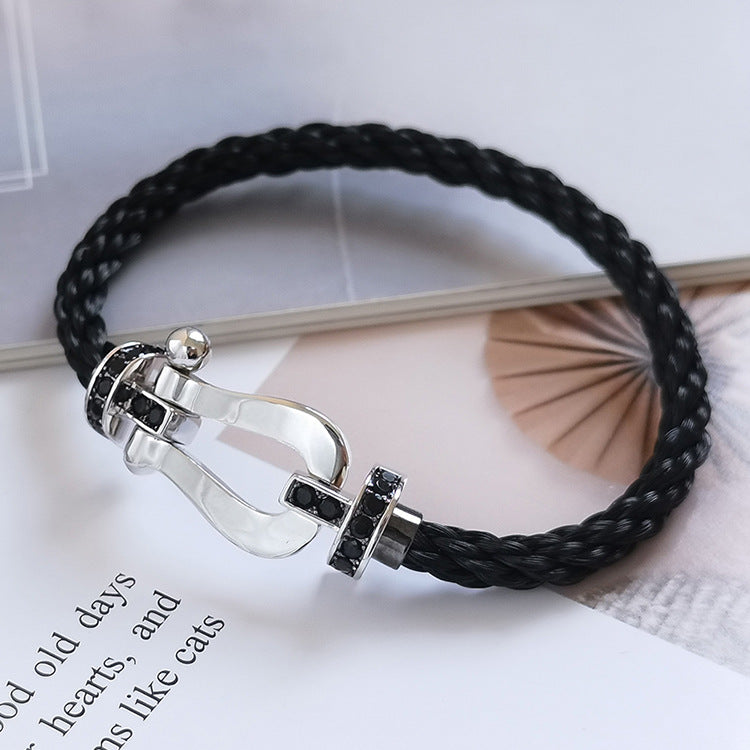 [Limara]FORCE LARGE HORSESHOE BLACK DIAMOND BRACELET - WHITE GOLD