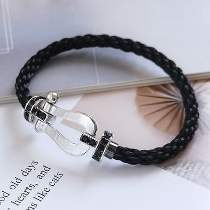 [Limara]FORCE LARGE HORSESHOE BLACK DIAMOND BRACELET - WHITE GOLD