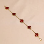 [Limara]LUCKY CLOVER 5-MOTIF-ARMBAND – KOLLEKTION ROTER KARNEOL