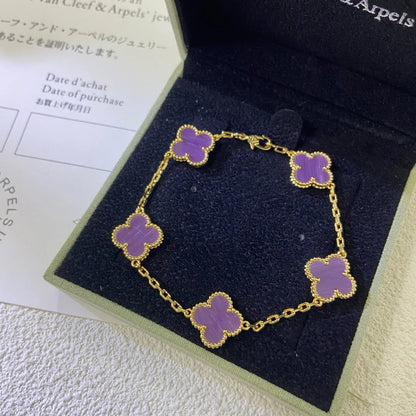 [Limara]LUCKY CLOVER 5-MOTIF BRACELET - VIOLET COLLECTION