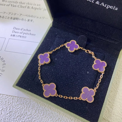 [Limara]LUCKY CLOVER 5-MOTIF BRACELET - VIOLET COLLECTION