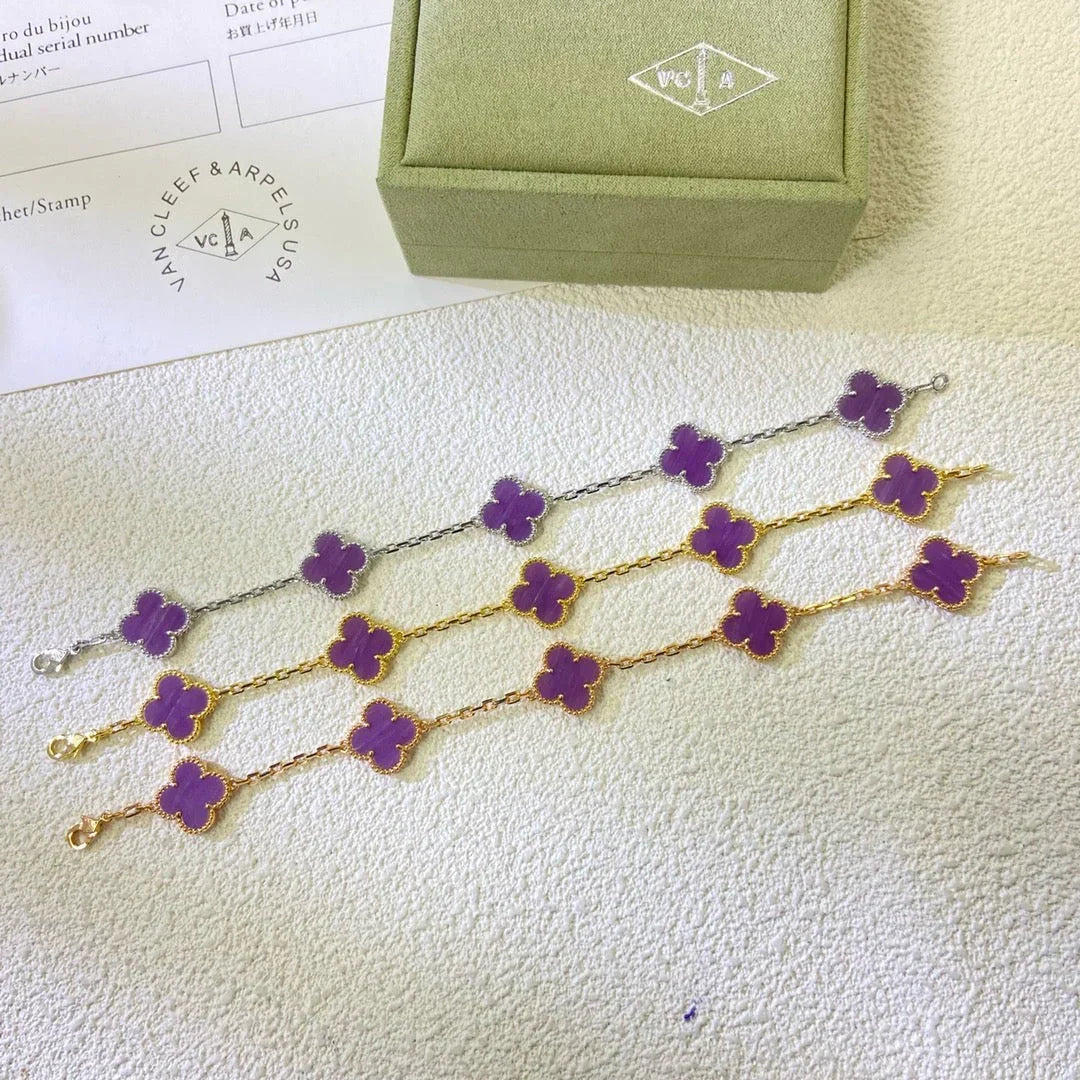 [Limara]LUCKY CLOVER 5-MOTIF BRACELET - VIOLET COLLECTION