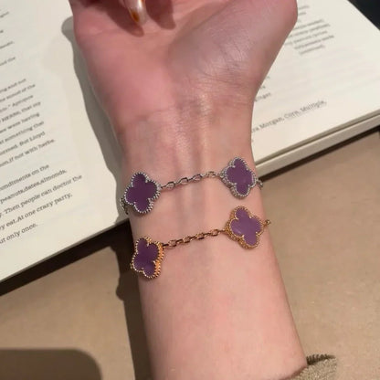 [Limara]LUCKY CLOVER 5-MOTIF BRACELET - VIOLET COLLECTION