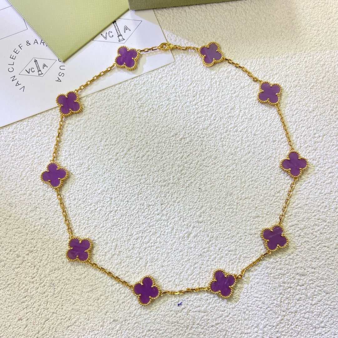 [Limara]CLOVER 10 MOTIFS  PURPLE VIOLET  NECKLACE