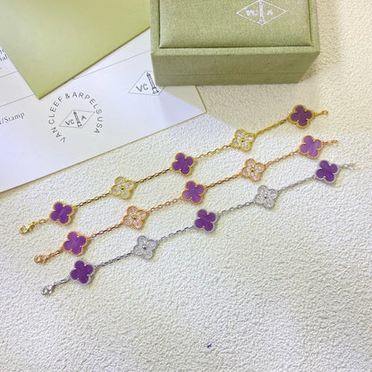[Limara]LUCKY CLOVER 5-MOTIF BRACELET - VIOLET COLLECTION