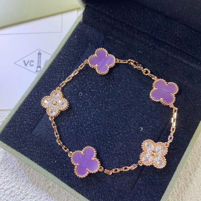 [Limara]LUCKY CLOVER 5-MOTIF BRACELET - VIOLET COLLECTION