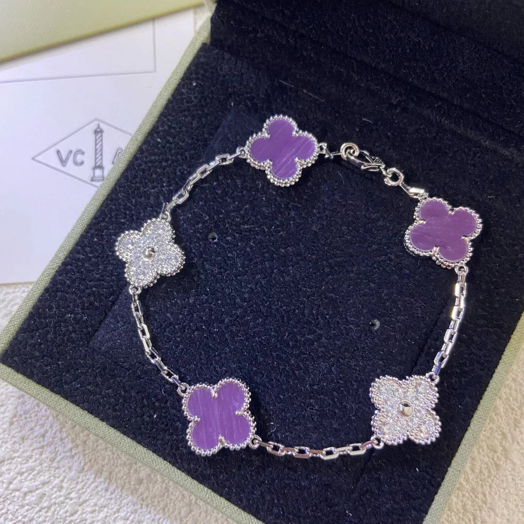 [Limara]LUCKY CLOVER 5-MOTIF BRACELET - VIOLET COLLECTION