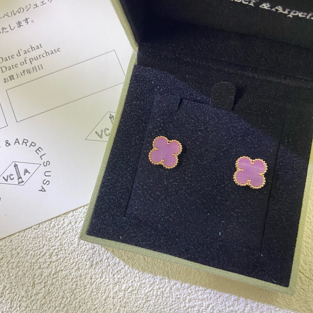 [Limara]CLOVER MINI 9.5MM  PURPLE VIOLET EARRINGS