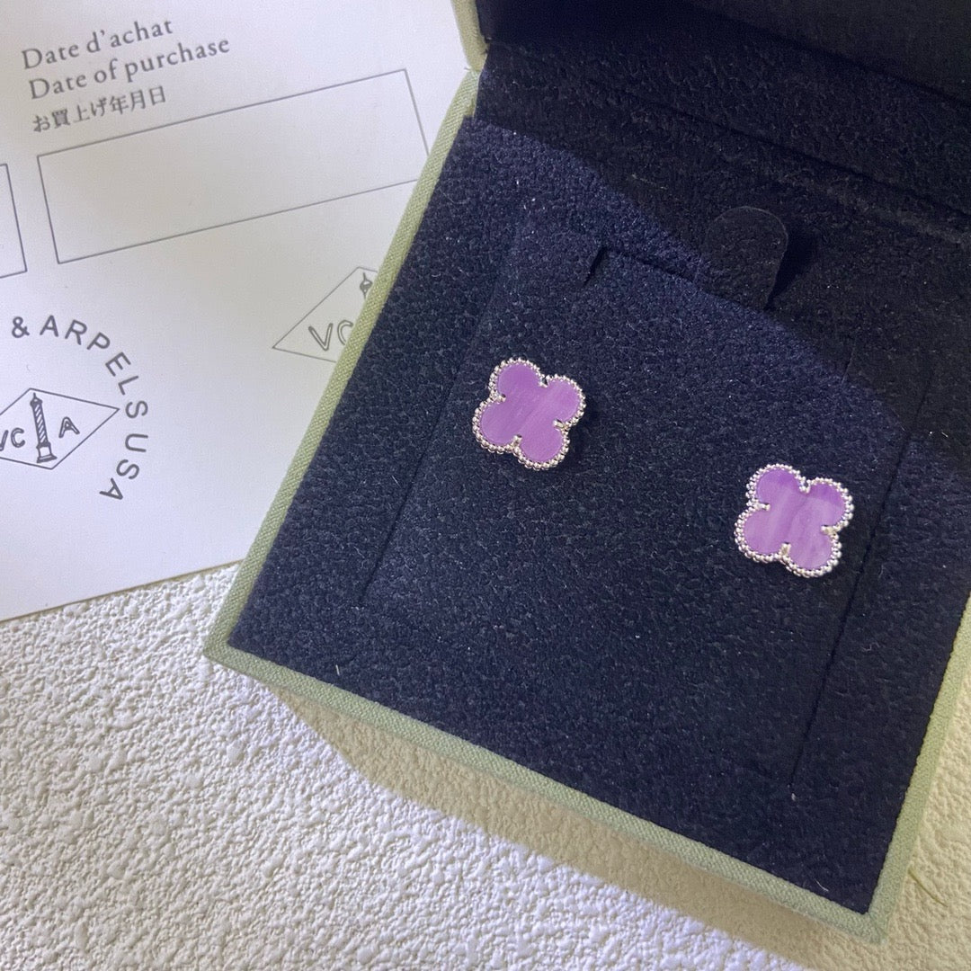 [Limara]CLOVER MINI 9.5MM  PURPLE VIOLET EARRINGS