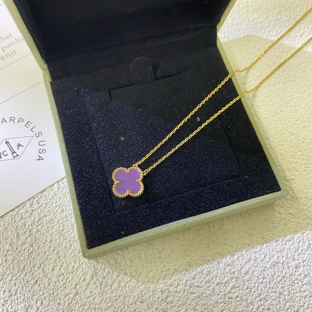 [Limara]CLOVER 15MM  PURPLE VIOLET NECKLACE