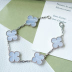 [Limara]LUCKY CLOVER 5-MOTIF BRACELET - PURPLE CHALCEDONY COLLECTION