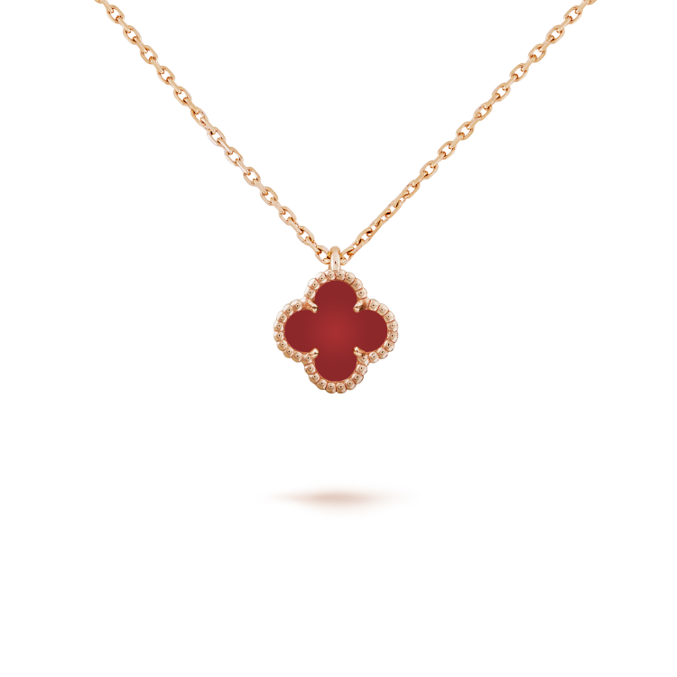 [Limara]CLOVER MINI 9.5MM WHITE CARNELIANS NECKLACE