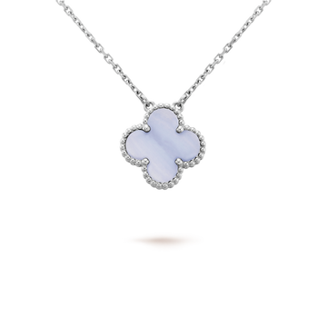 [Limara]CLOVER 15MM BLUE CHALCEDONY NECKLACE SILVER