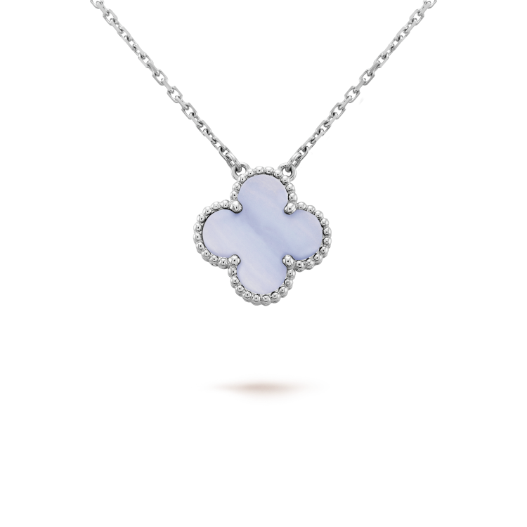 [Limara]CLOVER 15MM BLUE CHALCEDONY NECKLACE SILVER