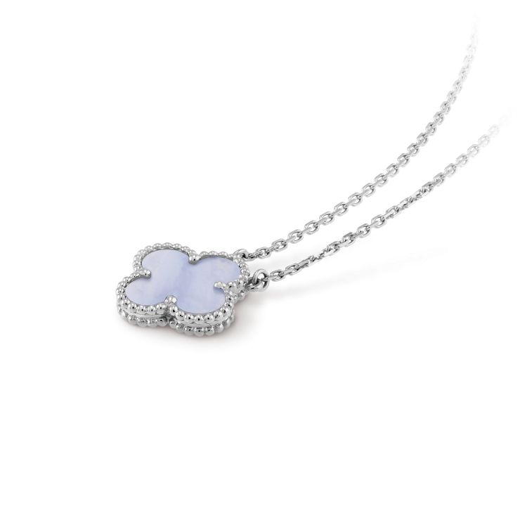 [Limara]CLOVER 15MM BLUE CHALCEDONY NECKLACE SILVER