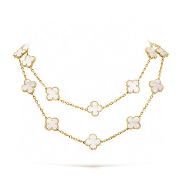 [Limara]CLOVER 20 MOTIFS WHITE MOP NECKLACE