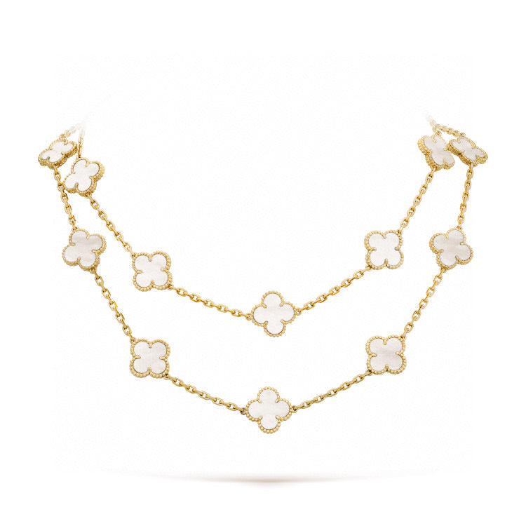 [Limara]CLOVER 20 MOTIFS WHITE MOP NECKLACE