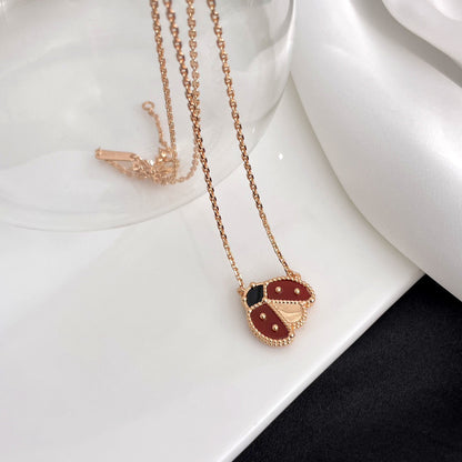 [Limara]LUCKY CARNELIAN LADYBUG CHARM NECKLACE