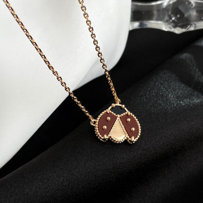[Limara]LUCKY CARNELIAN LADYBUG CHARM NECKLACE