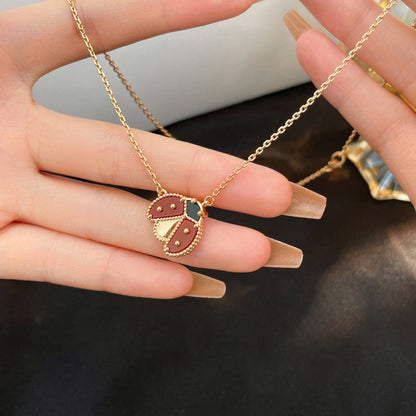 [Limara]LUCKY CARNELIAN LADYBUG CHARM NECKLACE