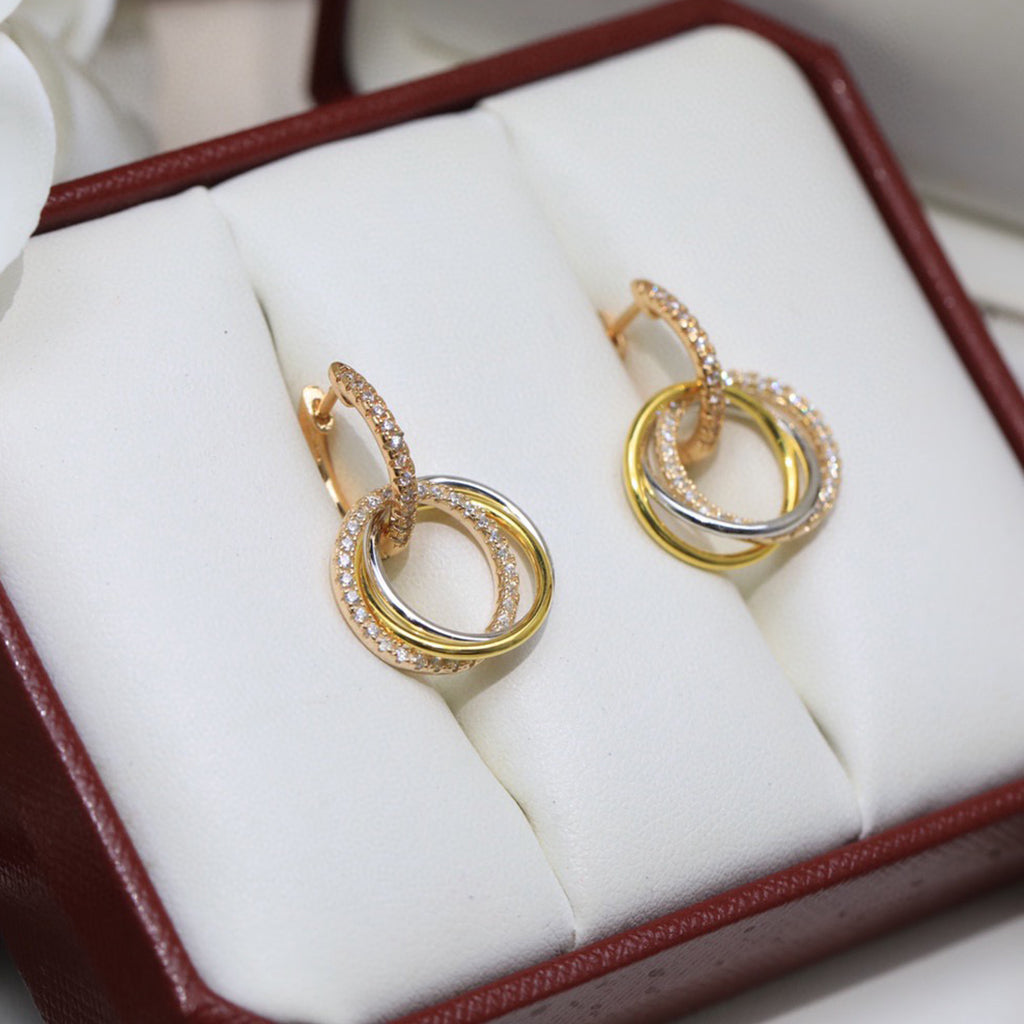 [Limara] TRINITY HALF DIAMOND  EARRINGS