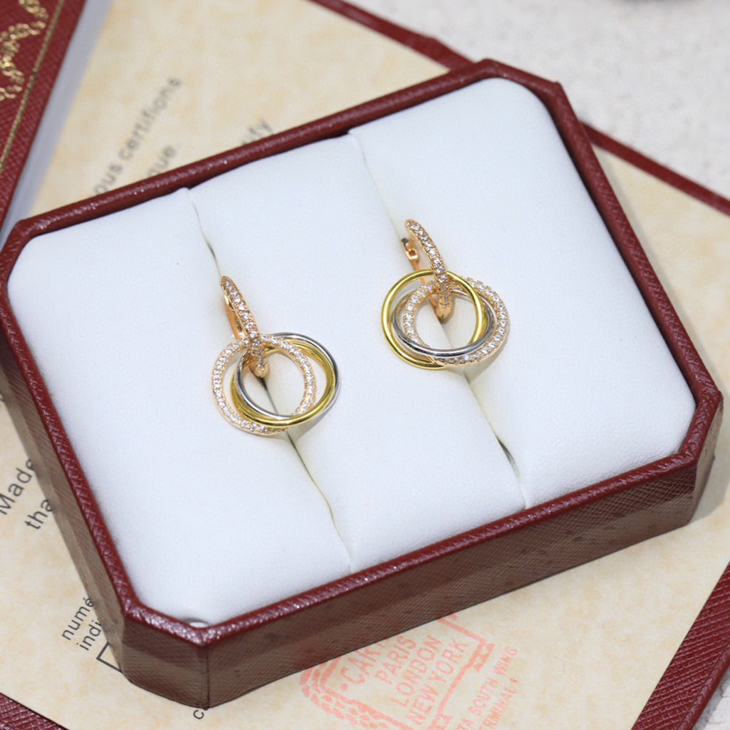 [Limara] TRINITY HALF DIAMOND  EARRINGS