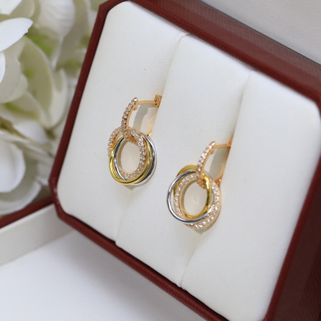 [Limara] TRINITY HALF DIAMOND  EARRINGS