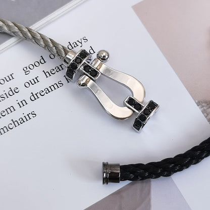 [Limara]FORCE LARGE HORSESHOE BLACK DIAMOND BRACELET - WHITE GOLD