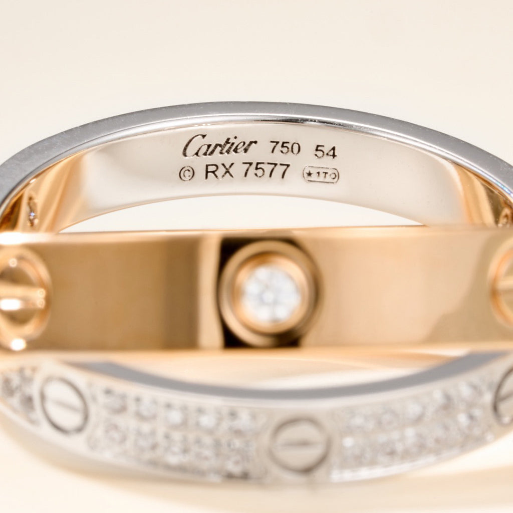 [Limara] LOVE PINK GOLD SILVER DIAMOND DOUBLE RING