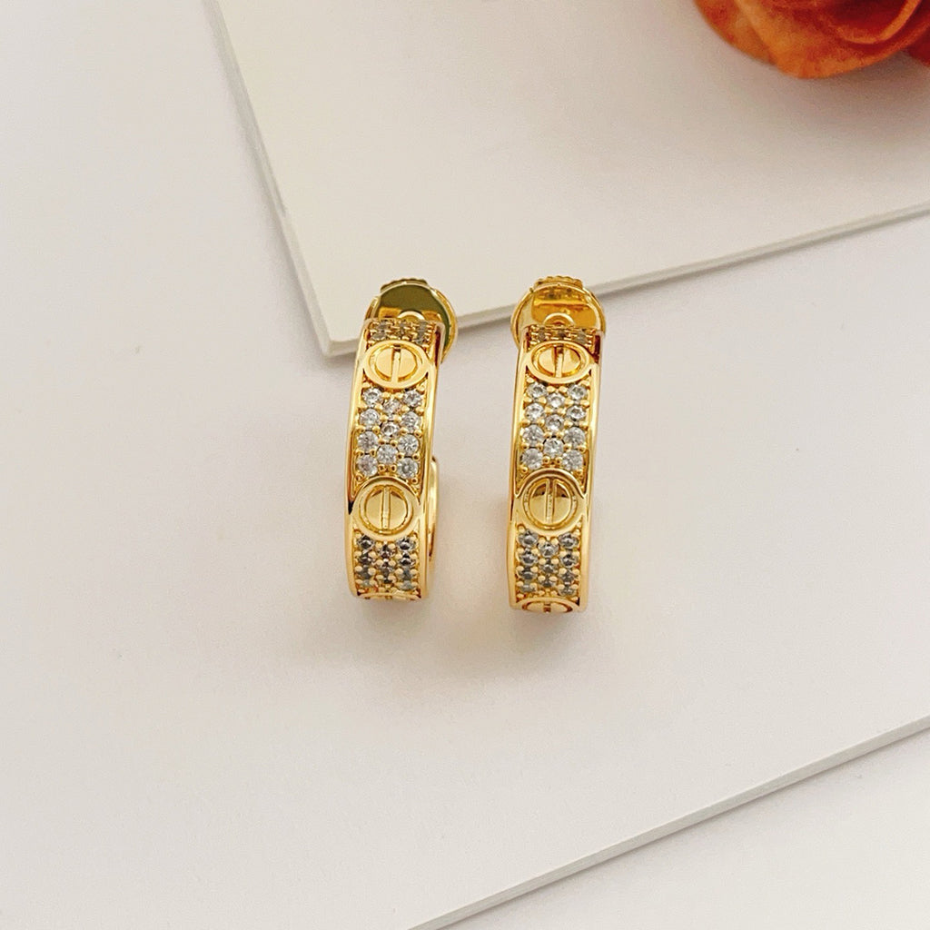 [Limara] LOVE 5.5MM DIAMOND PAVED EARRINGS