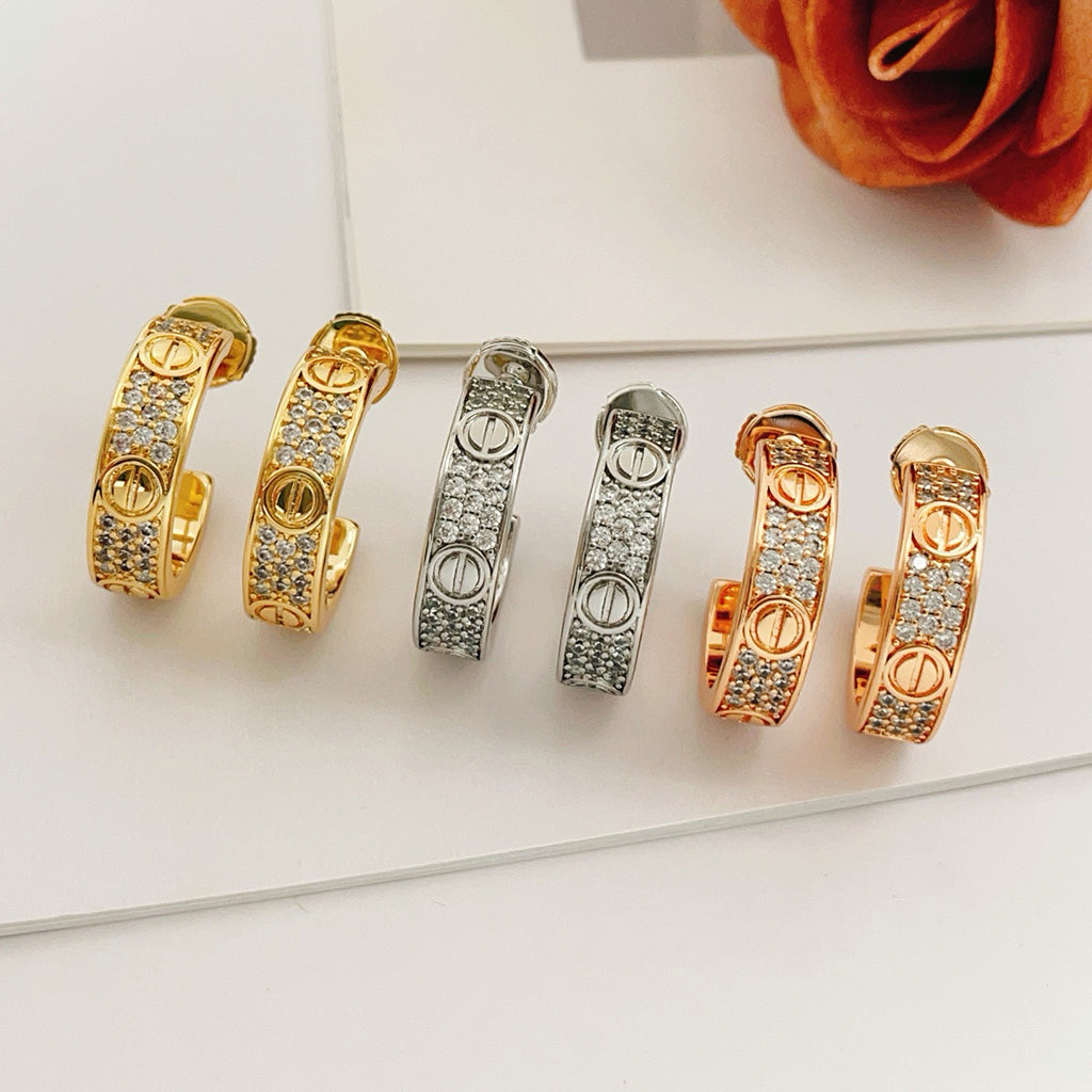 [Limara] LOVE 5.5MM DIAMOND PAVED EARRINGS