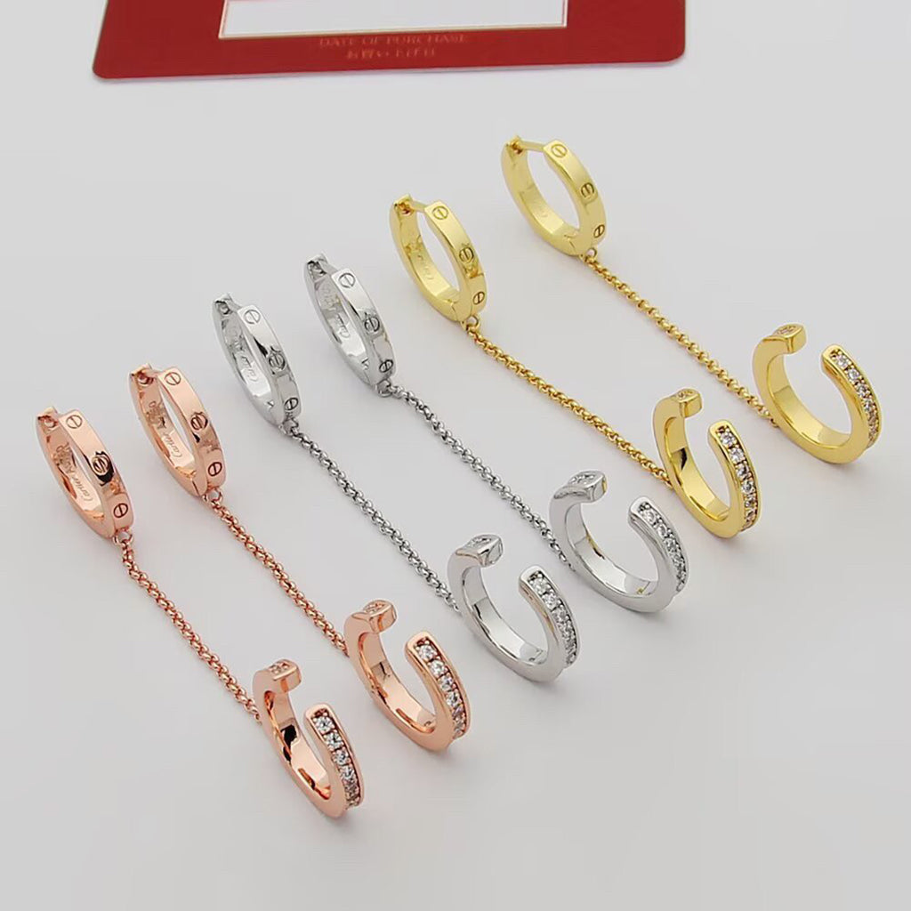 [Limara] LOVE 3.0MM HALF DIAMOND EARRINGS