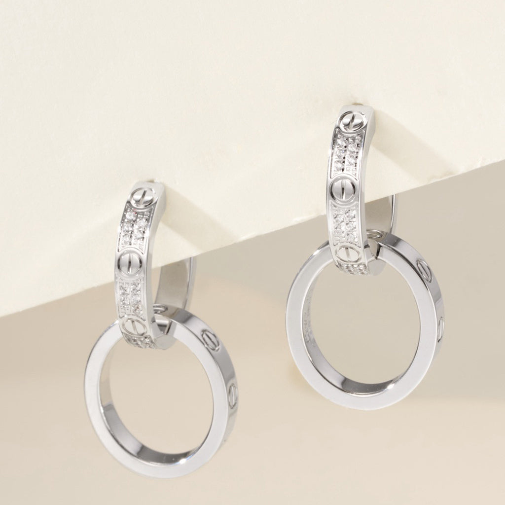 [Limara] LOVE 3.3MM DANGLE HALF DIAMOND EARRINGS