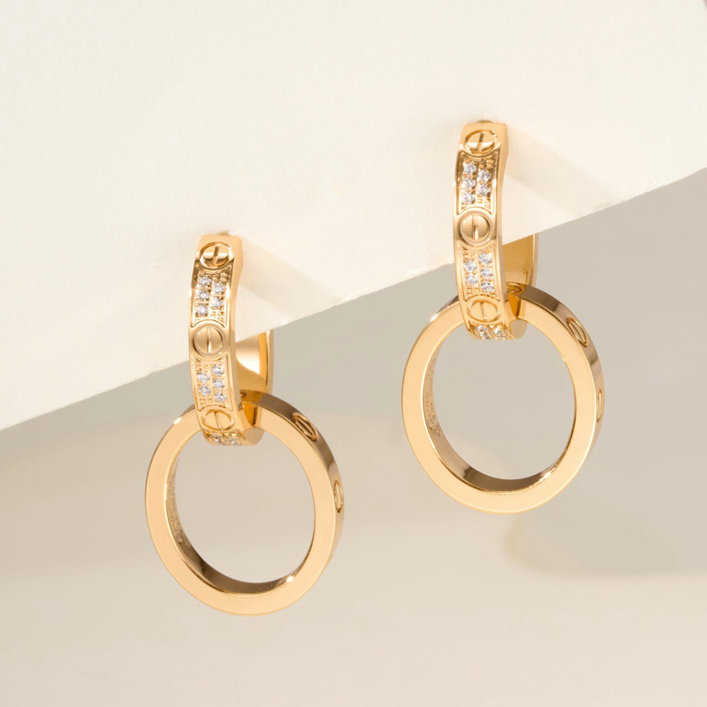 [Limara] LOVE 3.3MM DANGLE HALF DIAMOND EARRINGS